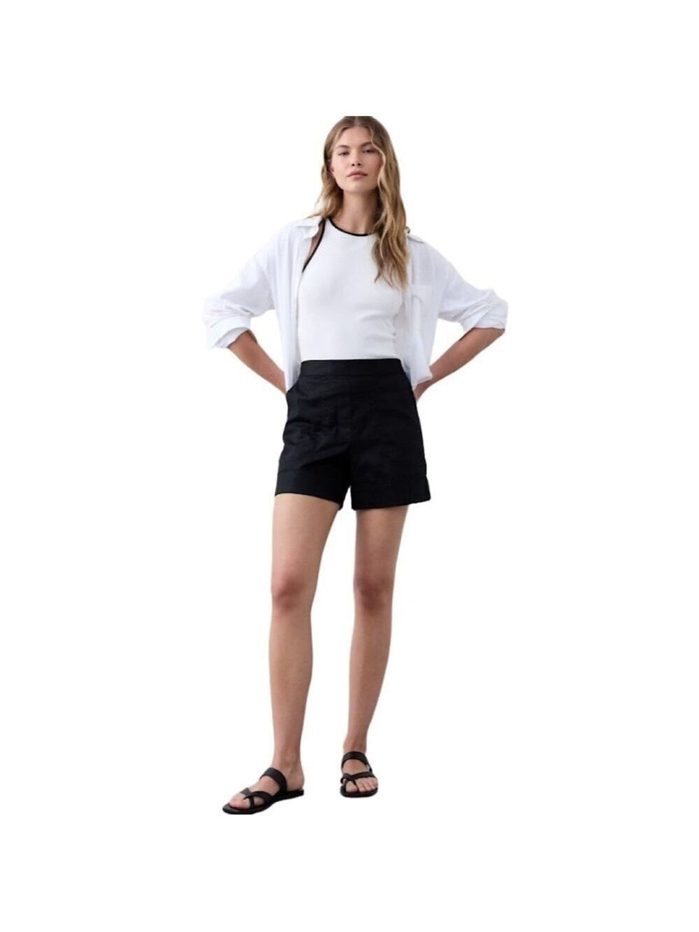 NWT Banana Republic Linen-Blend Easy Pull-on Short, Black - Size XS
